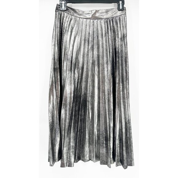 Zara Silver Pleated Midi Skirt - Picture 3 of 8